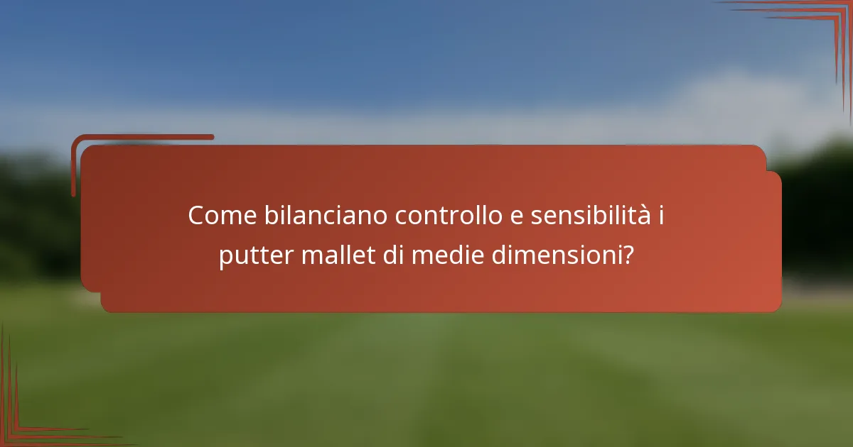 Come bilanciano controllo e sensibilità i putter mallet di medie dimensioni?