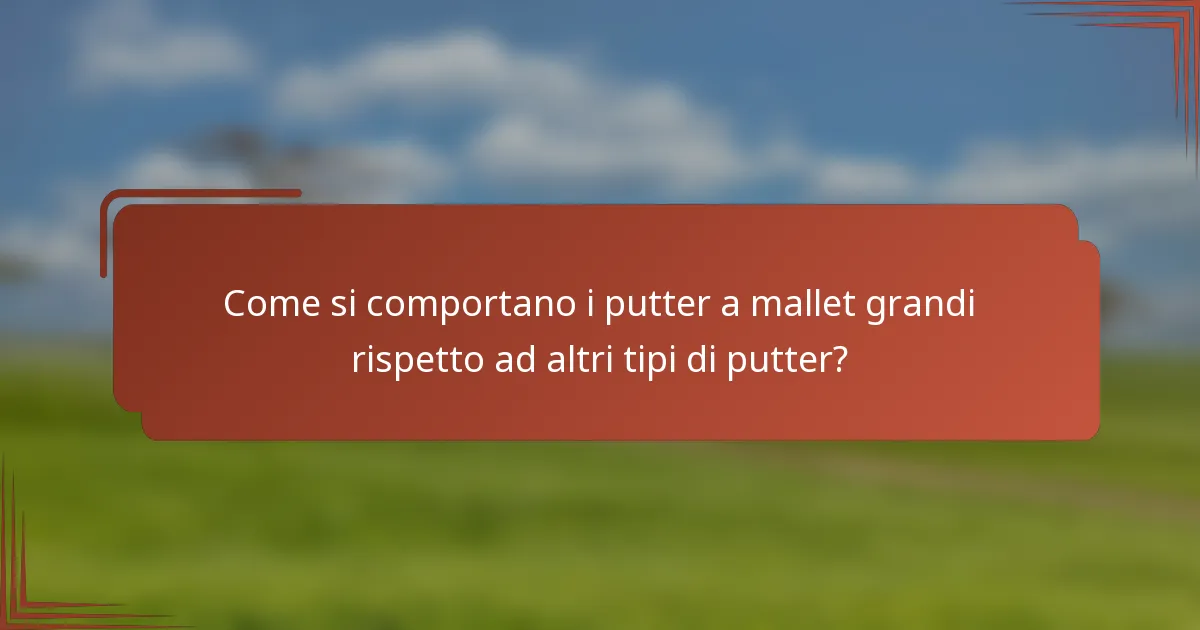 Come si comportano i putter a mallet grandi rispetto ad altri tipi di putter?