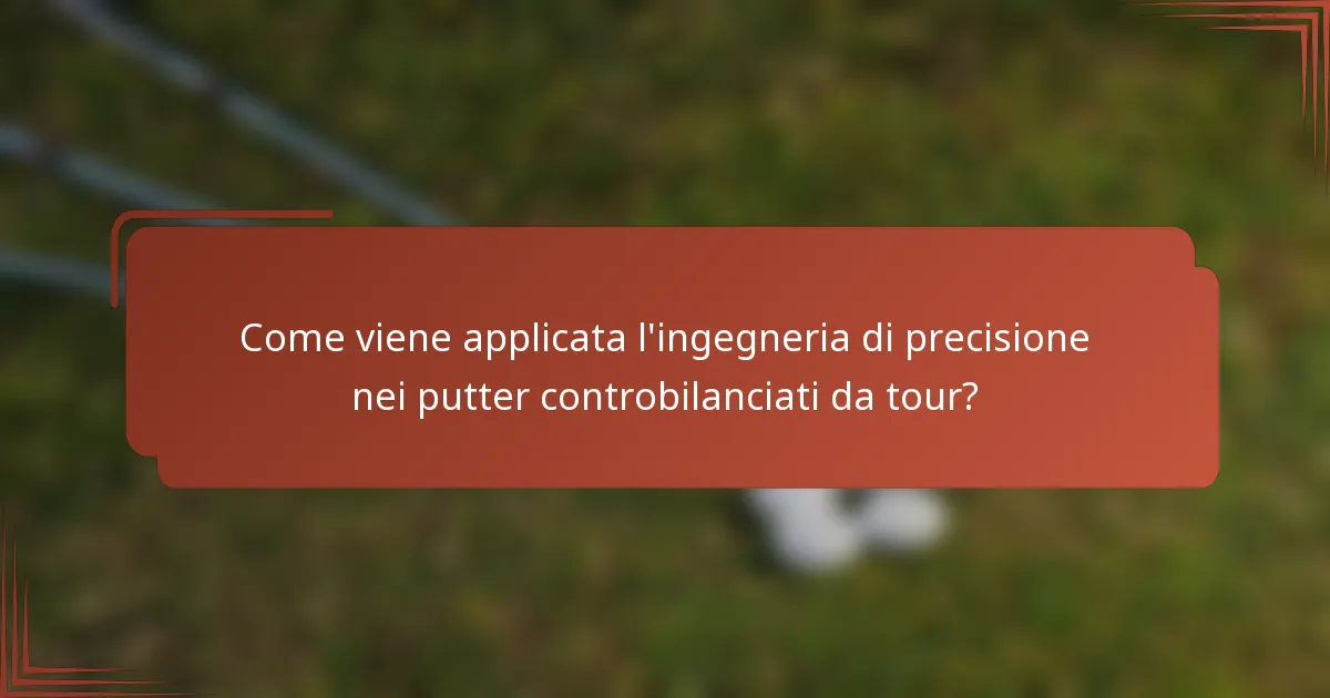 Come viene applicata l'ingegneria di precisione nei putter controbilanciati da tour?