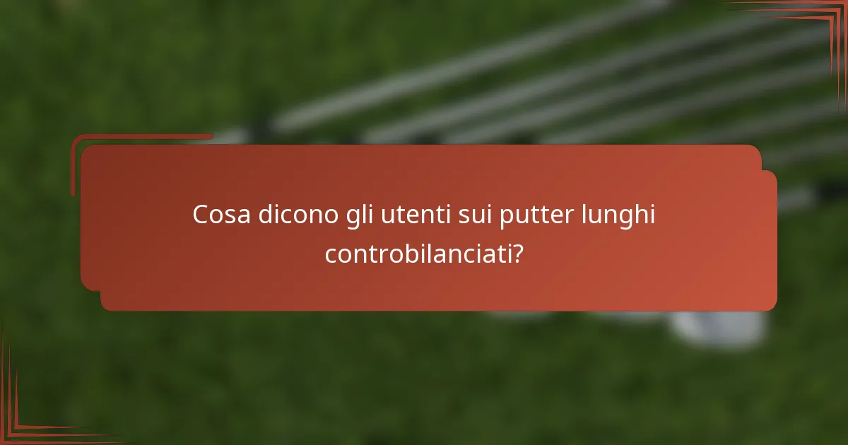 Cosa dicono gli utenti sui putter lunghi controbilanciati?