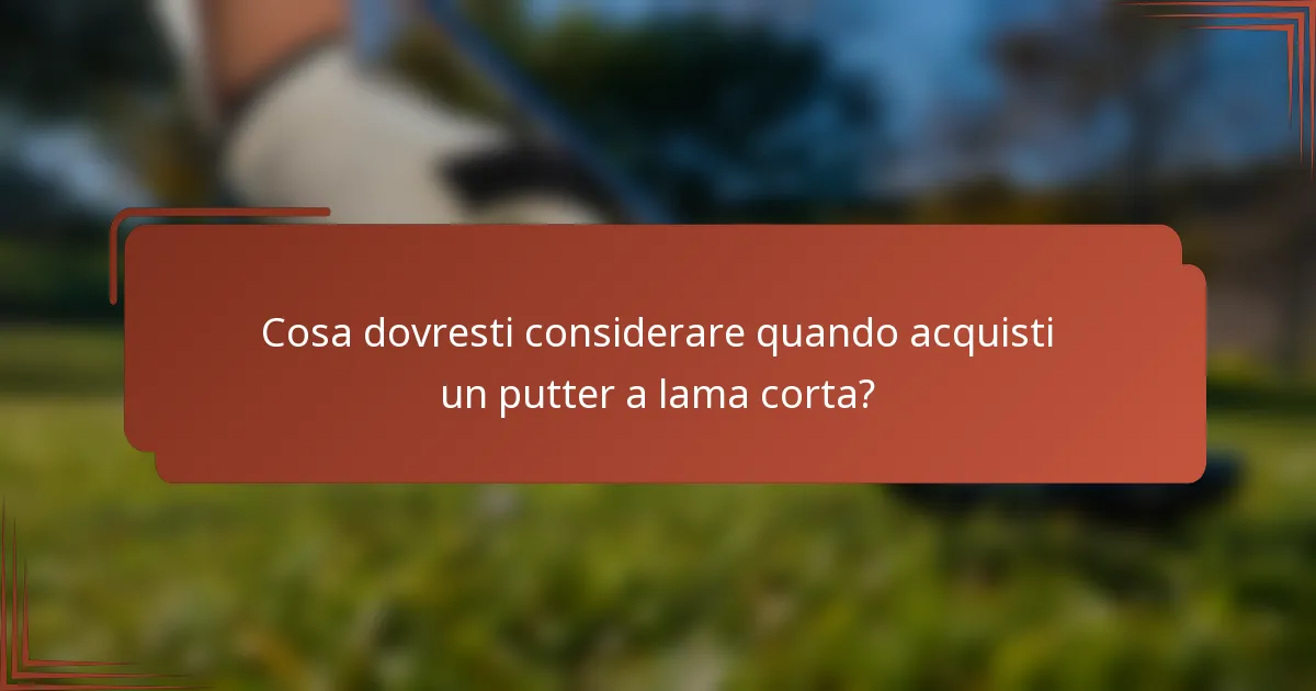 Cosa dovresti considerare quando acquisti un putter a lama corta?