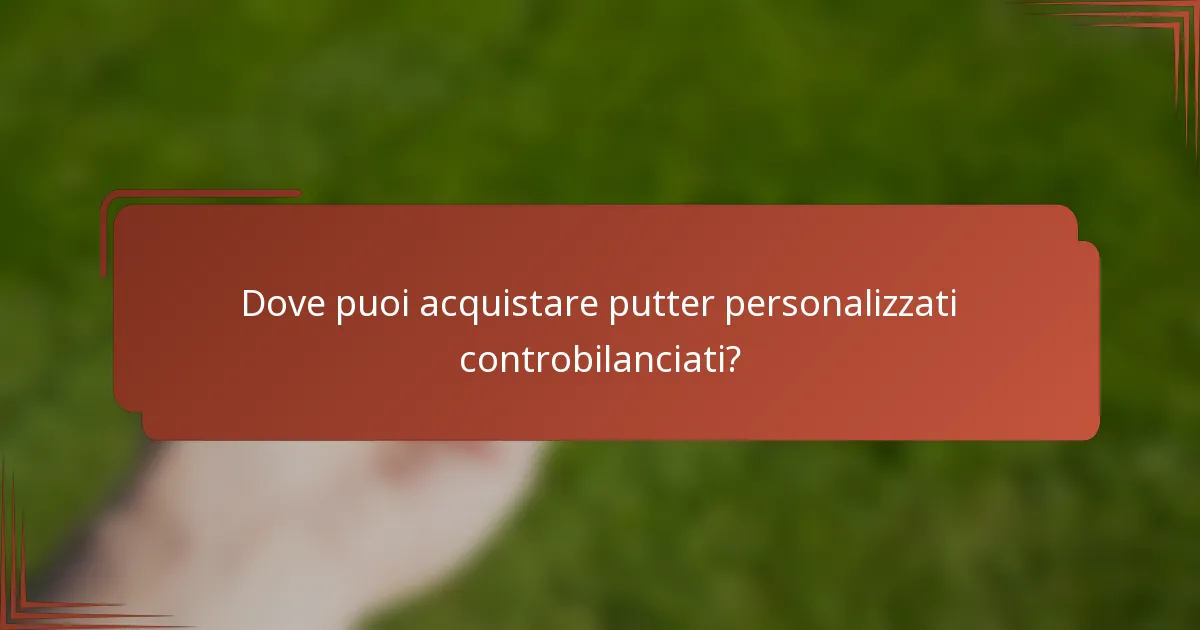 Dove puoi acquistare putter personalizzati controbilanciati?