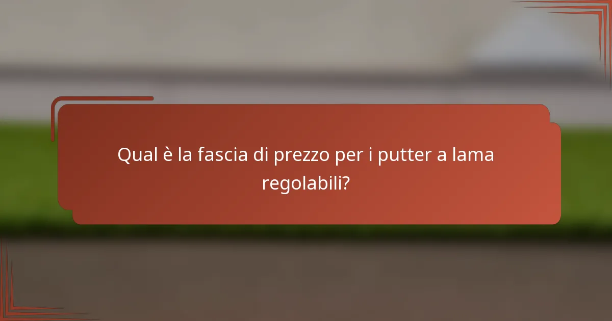 Qual è la fascia di prezzo per i putter a lama regolabili?