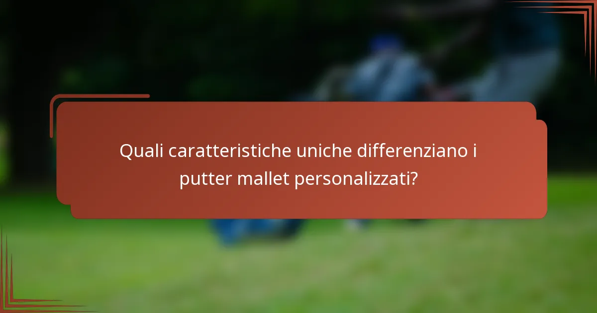 Quali caratteristiche uniche differenziano i putter mallet personalizzati?