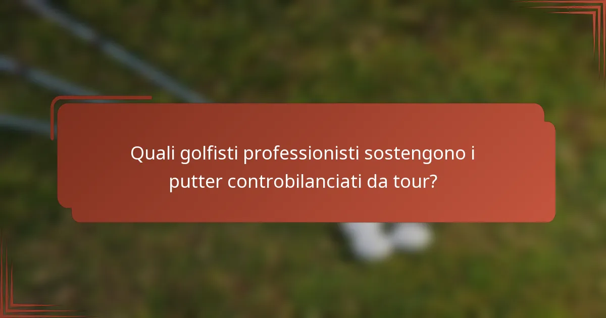 Quali golfisti professionisti sostengono i putter controbilanciati da tour?