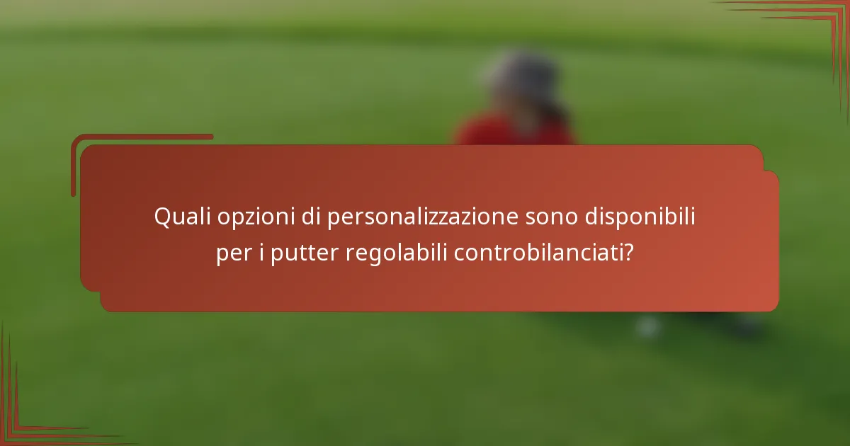 Quali opzioni di personalizzazione sono disponibili per i putter regolabili controbilanciati?