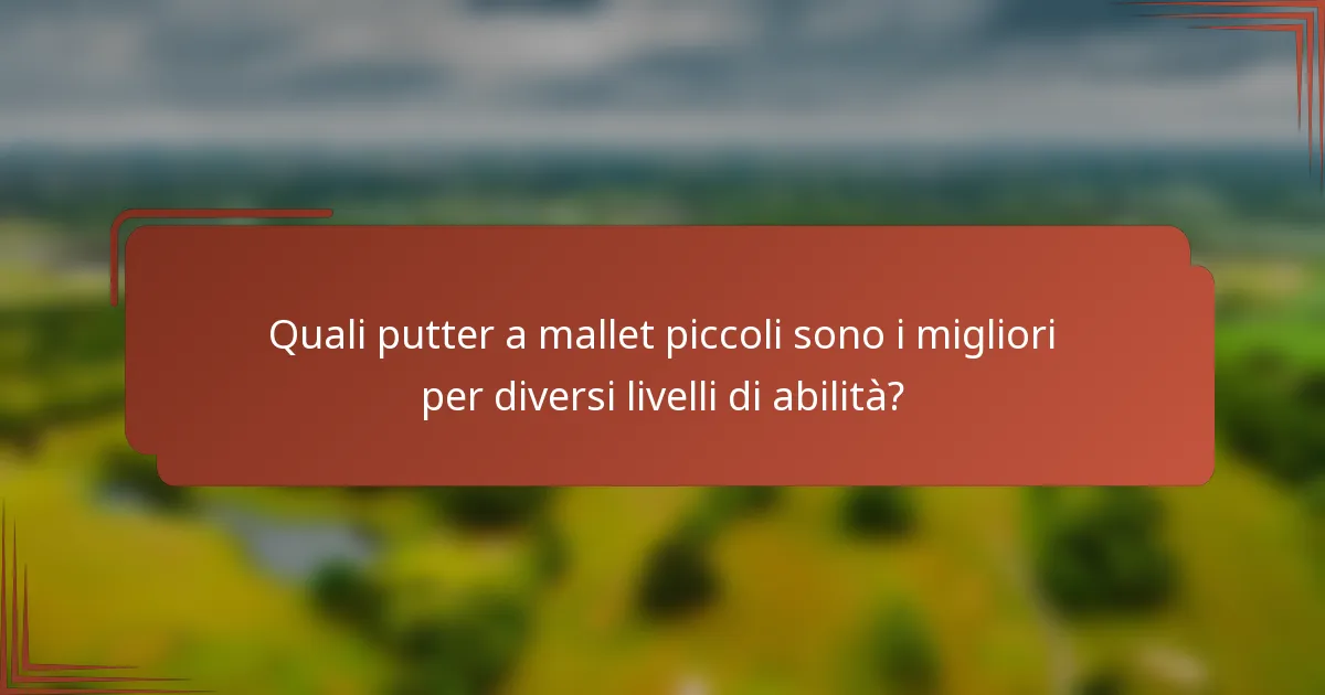Quali putter a mallet piccoli sono i migliori per diversi livelli di abilità?