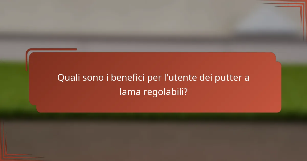 Quali sono i benefici per l'utente dei putter a lama regolabili?
